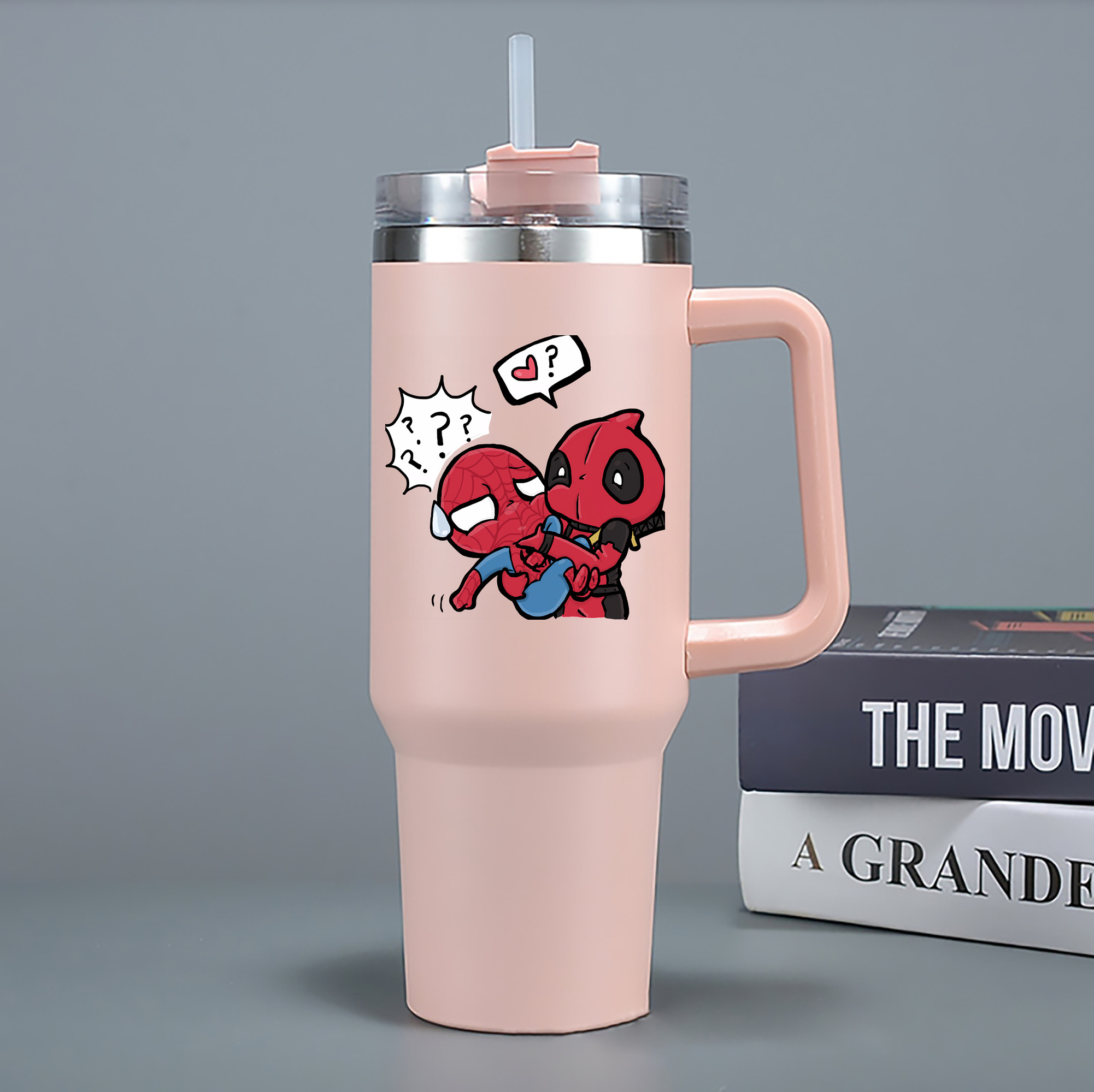 （画像用） Deadpool デッドプール 1200mL車用タンブラー - クリスタルステッカー（プラスチックストロー付き）